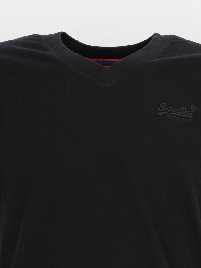 T-shirt col v vintage logo noir homme - Superdry