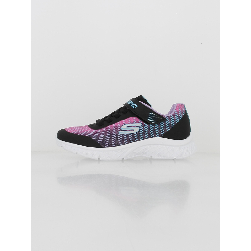 Baskets à scratch microspec plus noir rose fille - Skechers