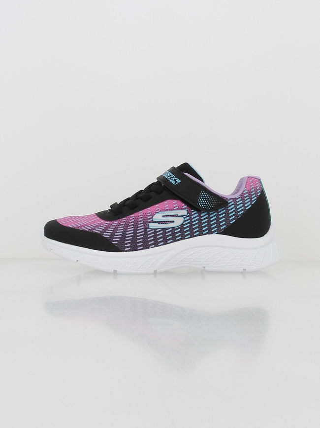 Baskets à scratch microspec plus noir rose fille - Skechers