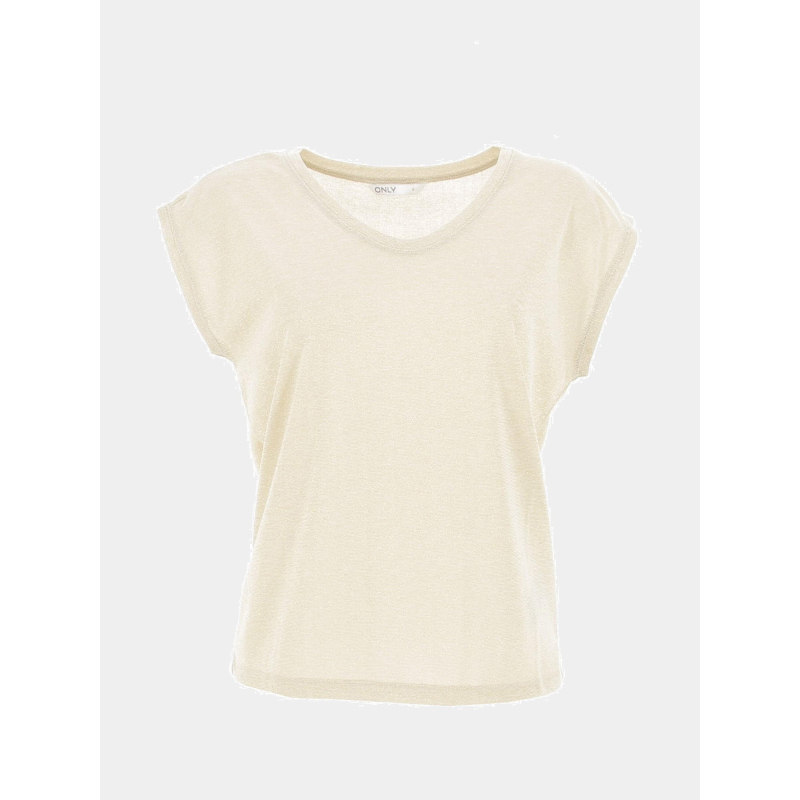 T-shirt à paillettes silvery beige doré femme - Only