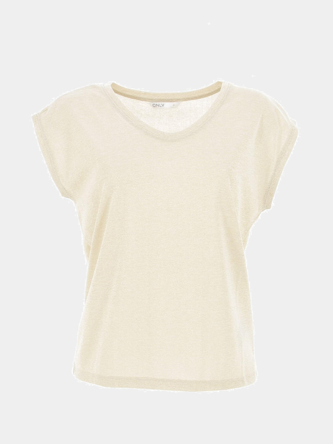 T-shirt à paillettes silvery beige doré femme - Only