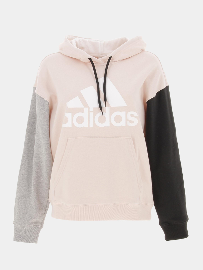 Sweat à capuche big logo tricolore rose femme - Adidas