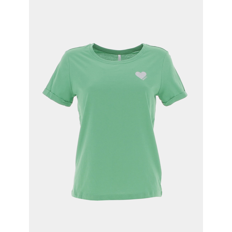 T-shirt kita life coeur vert femme - Only