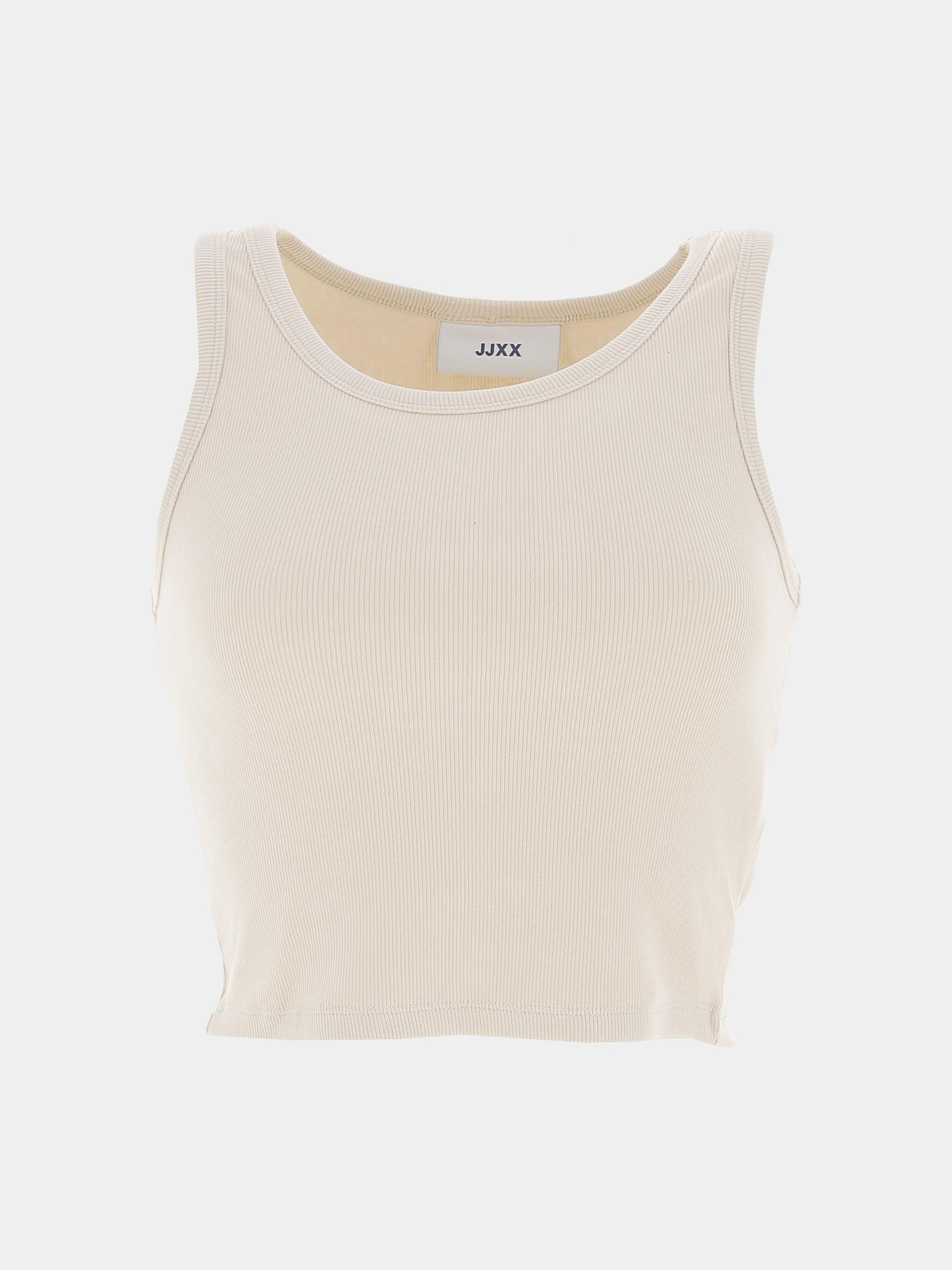 Débardeur crop côtelé fallon beige femme - JJXX