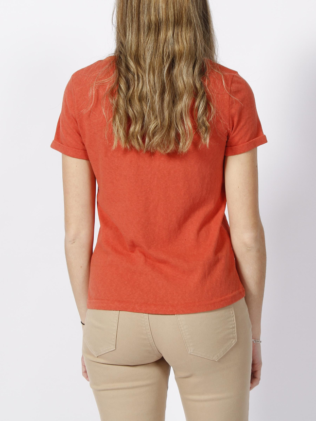 T-shirt chenoa col pailleté orange femme - Deeluxe