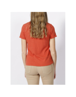 T-shirt chenoa col pailleté orange femme - Deeluxe