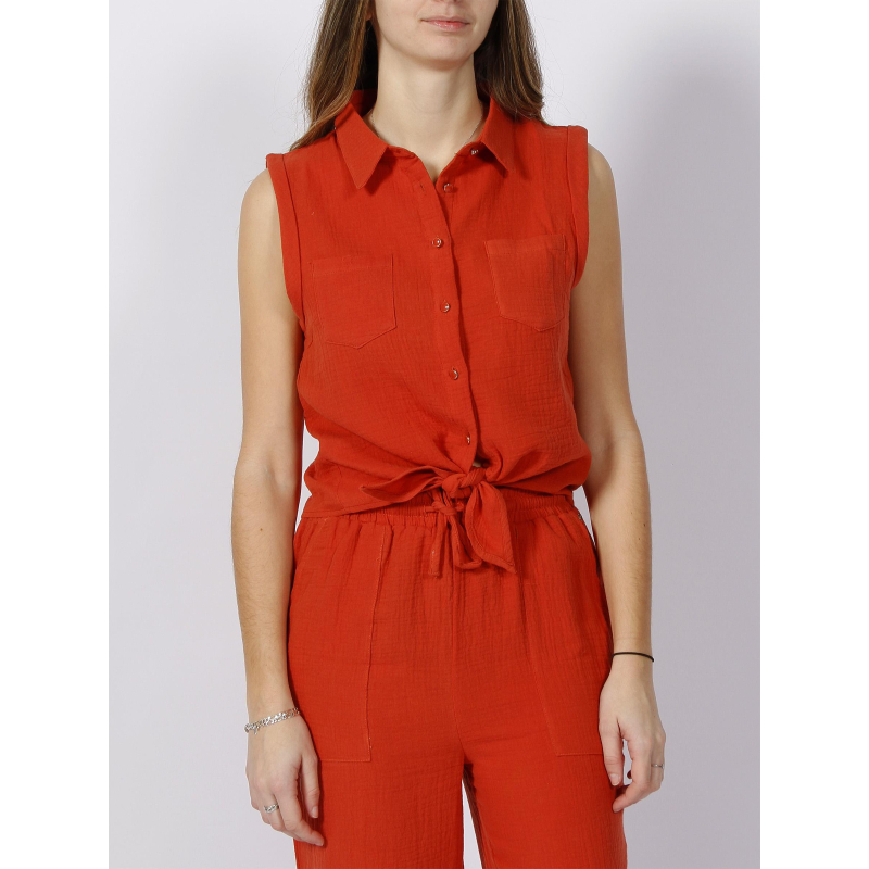 Chemise sans manche à noeud martine orange femme - Deeluxe