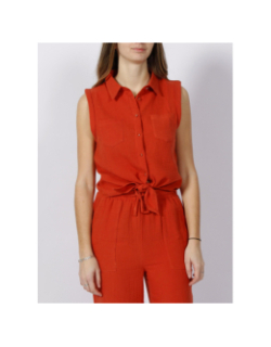 Chemise sans manche à noeud martine orange femme - Deeluxe