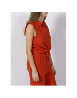 Chemise sans manche à noeud martine orange femme - Deeluxe