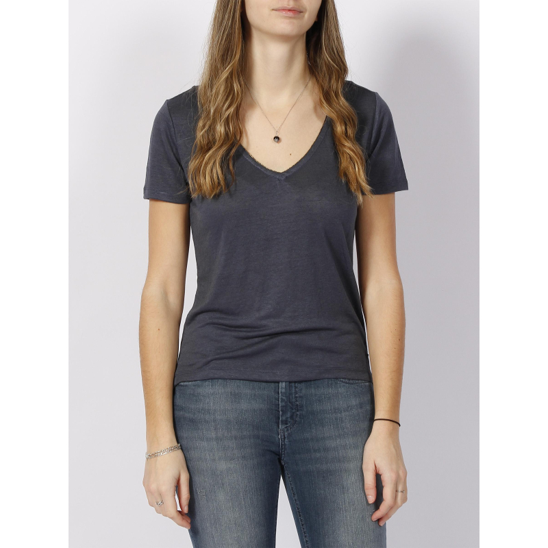 T-shirt col v pertel bleu marine femme - Sun Valley