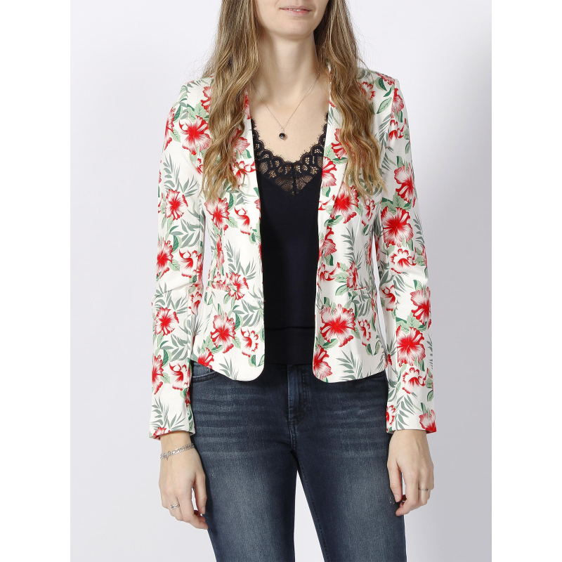 Veste blazer à fleurs pop trash blanc femme - Only