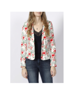 Veste blazer à fleurs pop trash blanc femme - Only