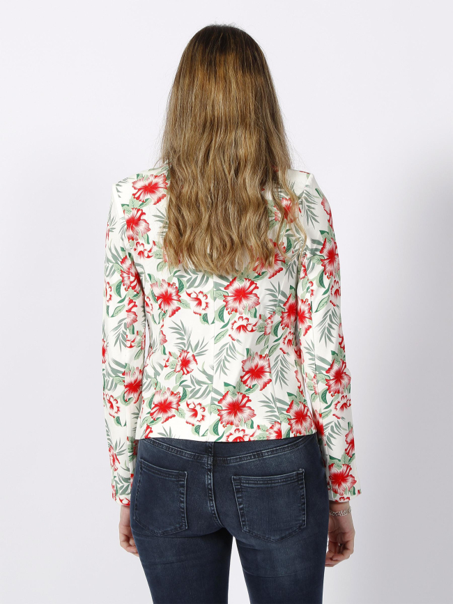 Veste blazer à fleurs pop trash blanc femme - Only
