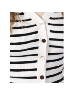 Gilet cardigan marinière milia blanc noir femme - Morgan