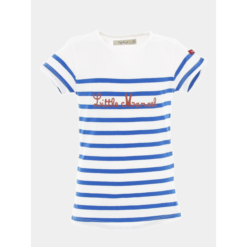 T-shirt marinière brodé bleu/blanc enfant - Little Marcel