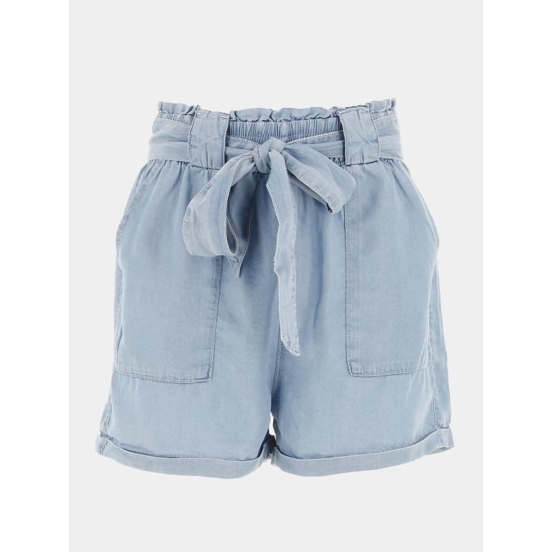 Short denim malibu paperbag bleu clair femme - Only