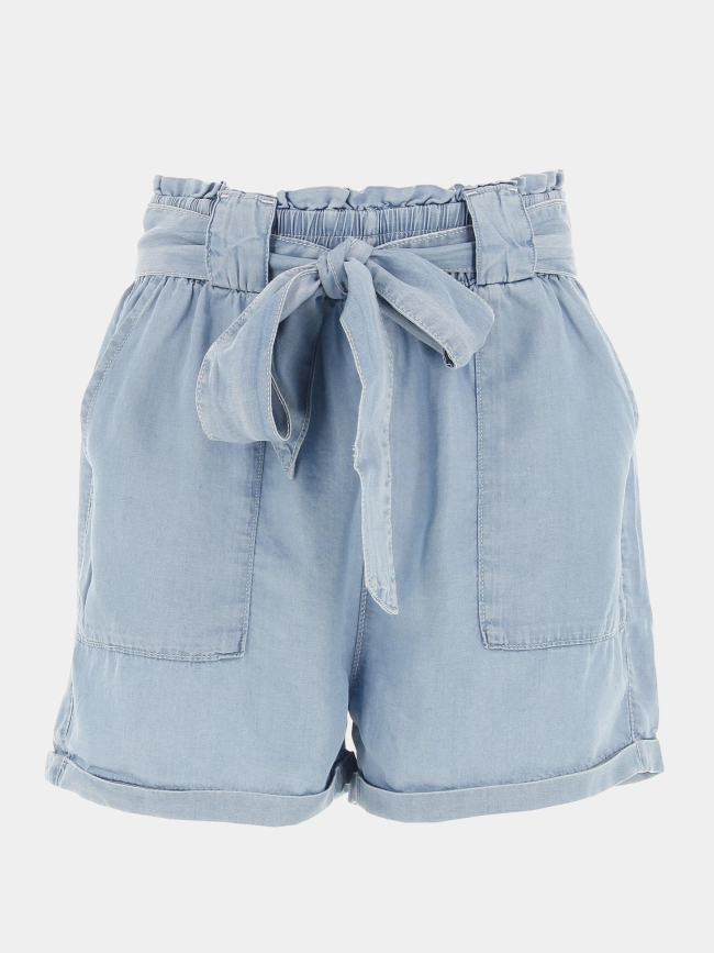 Short denim malibu paperbag bleu clair femme - Only