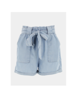 Short denim malibu paperbag bleu clair femme - Only