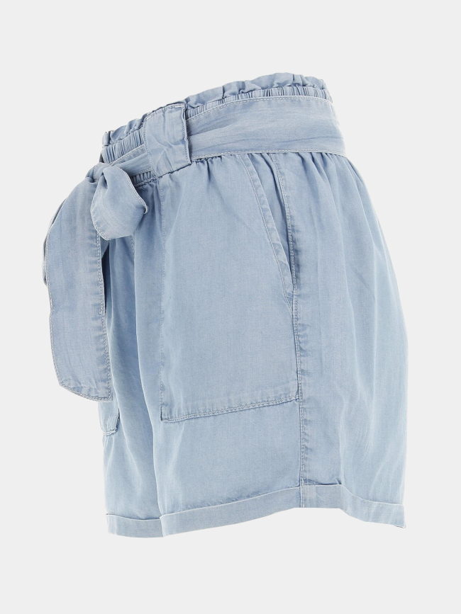 Short denim malibu paperbag bleu clair femme - Only