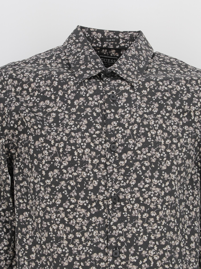 Chemise à fleurs luxe mini floral noir homme - Guess