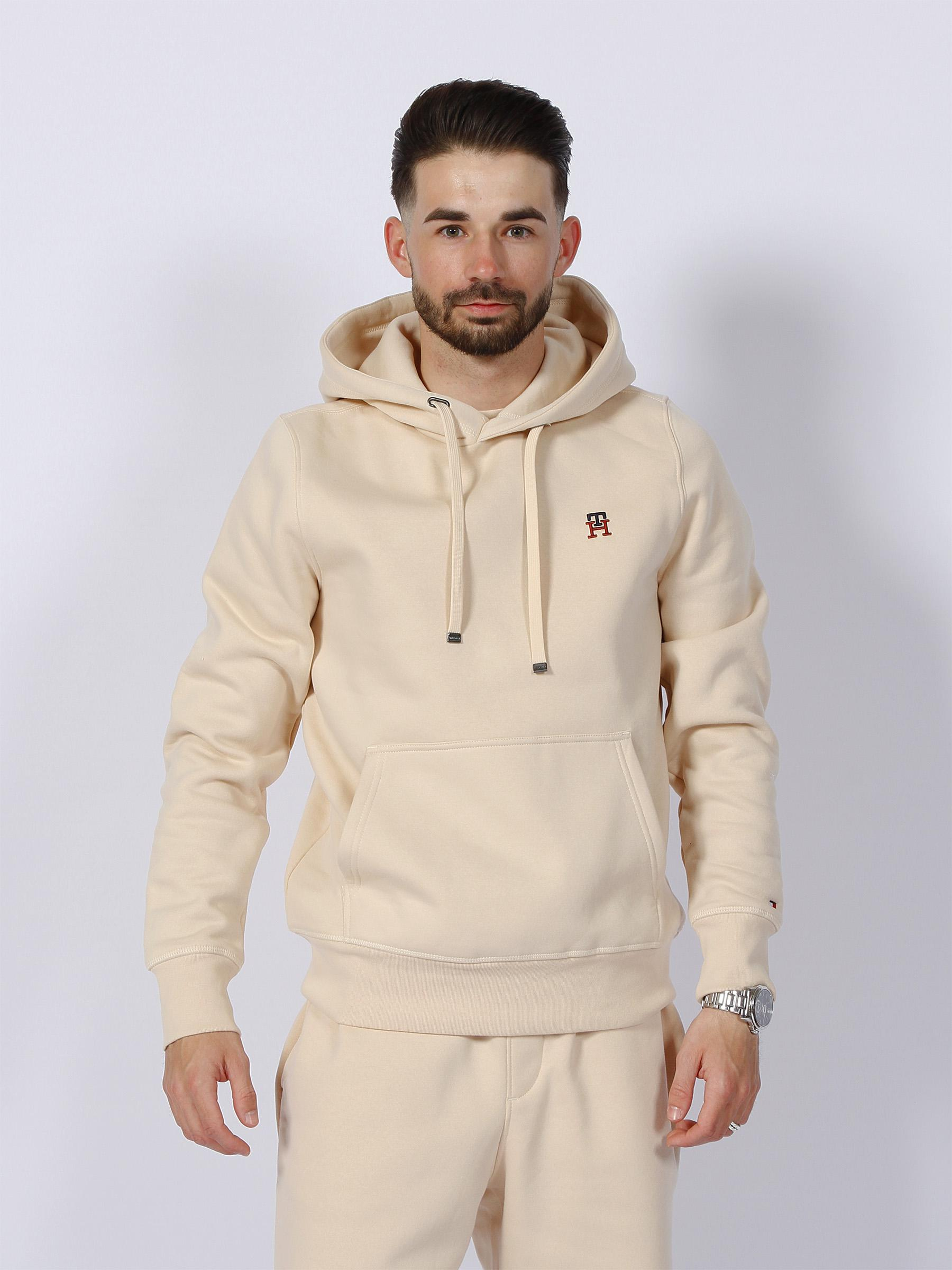 Sweat à capuche petit logo beige homme - Tommy Hilfiger