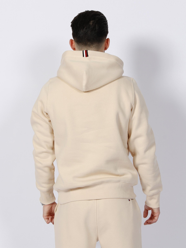 Sweat à capuche petit logo beige homme - Tommy Hilfiger