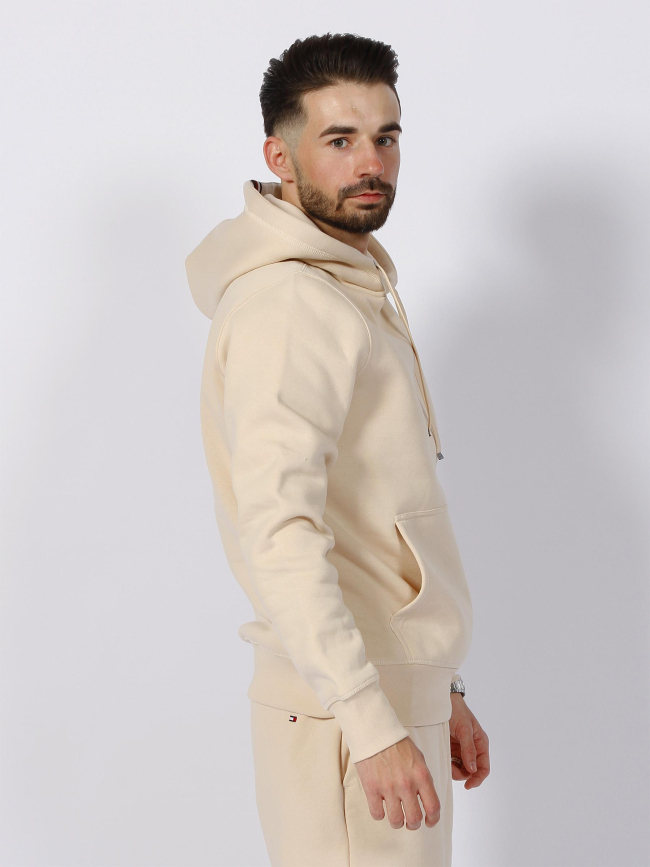 Sweat à capuche petit logo beige homme - Tommy Hilfiger