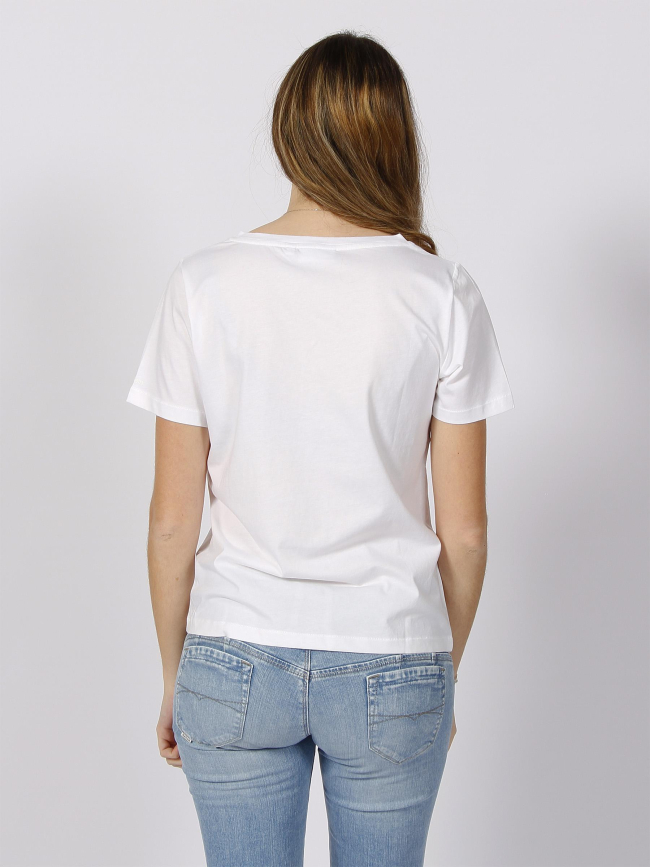 T-shirt smooth col v blanc femme - Calvin Klein