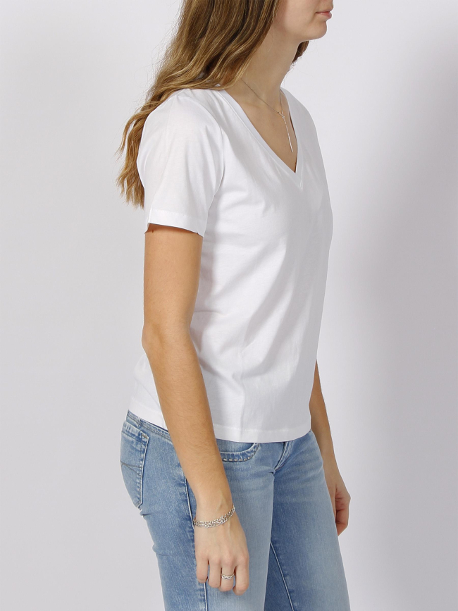 T-shirt smooth col v blanc femme - Calvin Klein