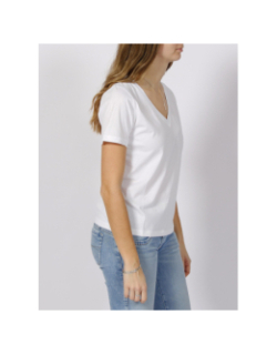 T-shirt smooth col v blanc femme - Calvin Klein