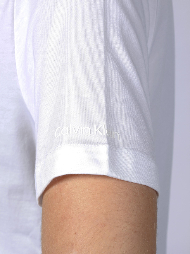 T-shirt smooth col v blanc femme - Calvin Klein