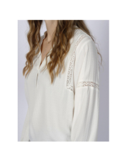 Blouse bandes dentelle lace trim blanc femme - Salsa