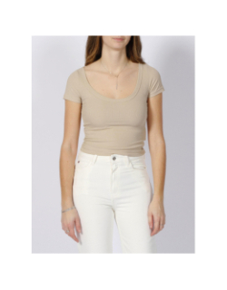 T-shirt cheryl jewel dos ouvert beige femme - Guess