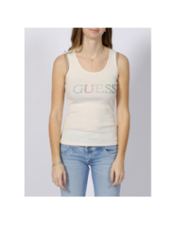 Débardeur logo strass multicolore écru femme - Guess