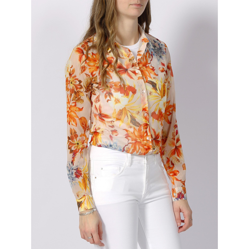 Chemisier à fleurs clouis orange femme - Guess