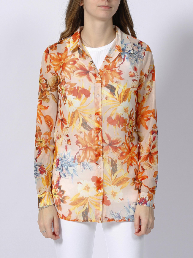 Chemisier à fleurs clouis orange femme - Guess