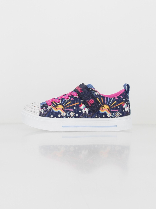 Baskets à scratch twinkle licorne strass bleu marine fille - Skechers