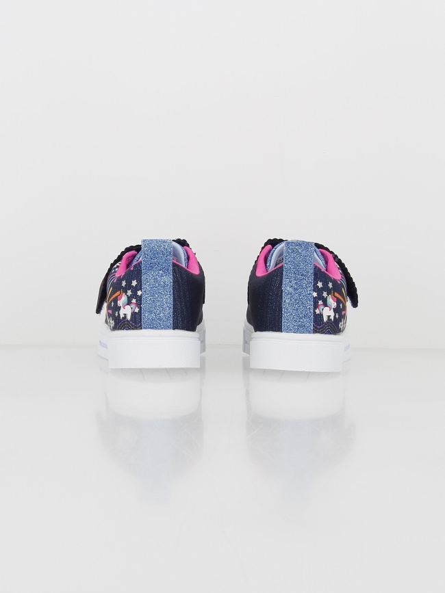 Baskets à scratch twinkle licorne strass bleu marine fille - Skechers