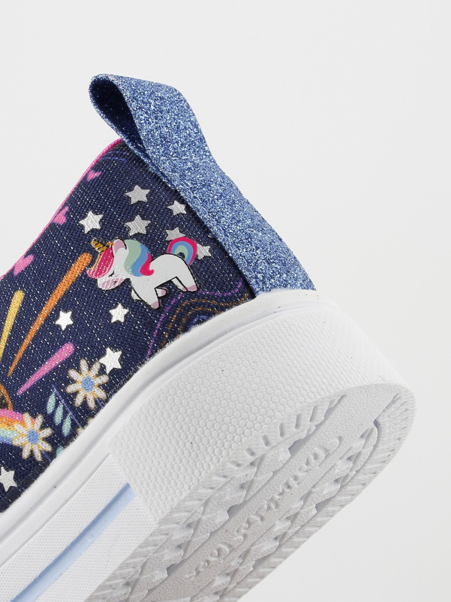 Baskets à scratch twinkle licorne strass bleu marine fille - Skechers