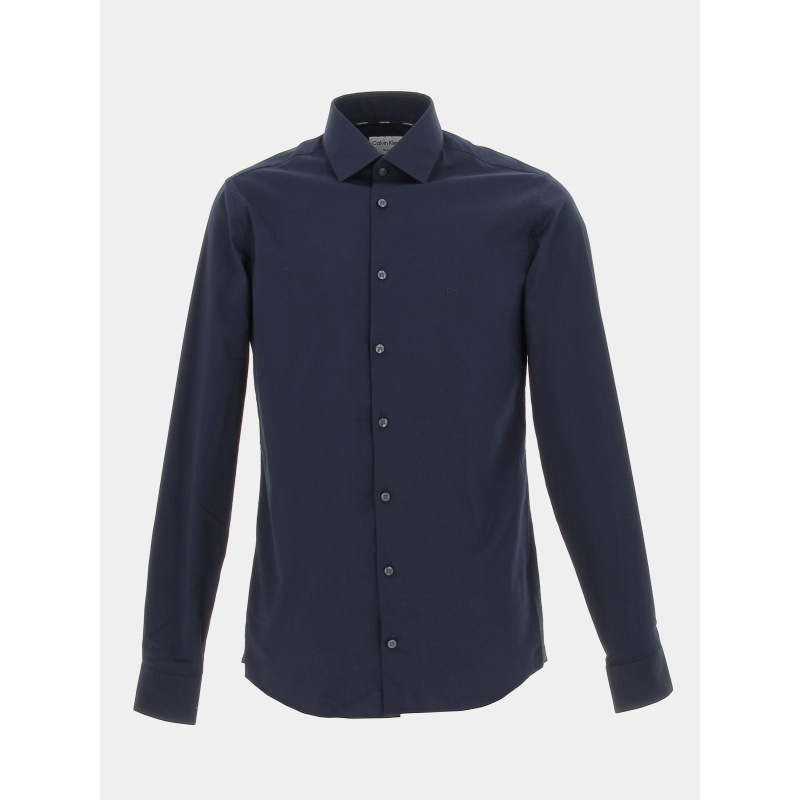 Chemise poplin stretch slim bleu marine homme - Calvin Klein