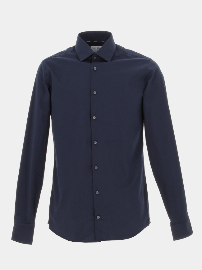 Chemise poplin stretch slim bleu marine homme - Calvin Klein