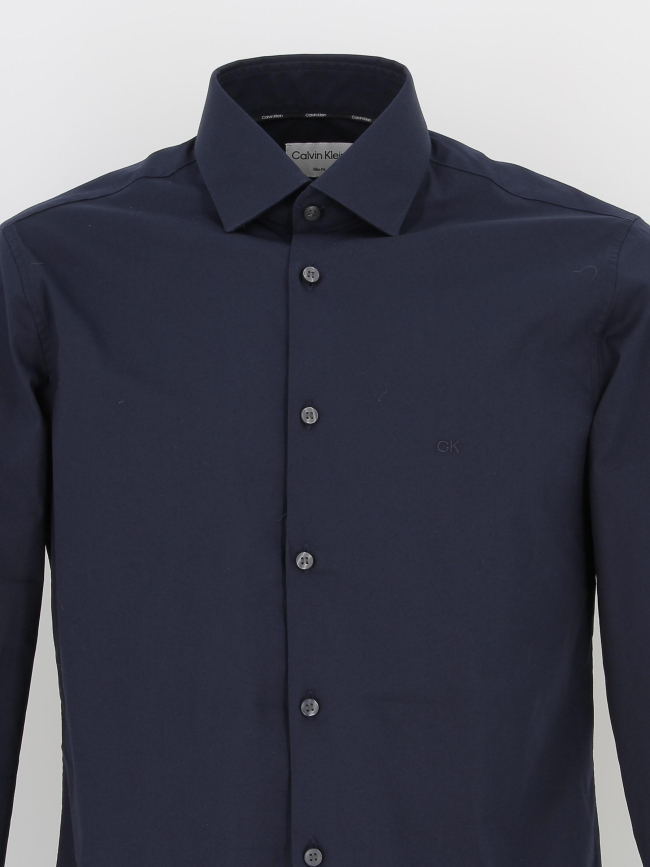 Chemise poplin stretch slim bleu marine homme - Calvin Klein