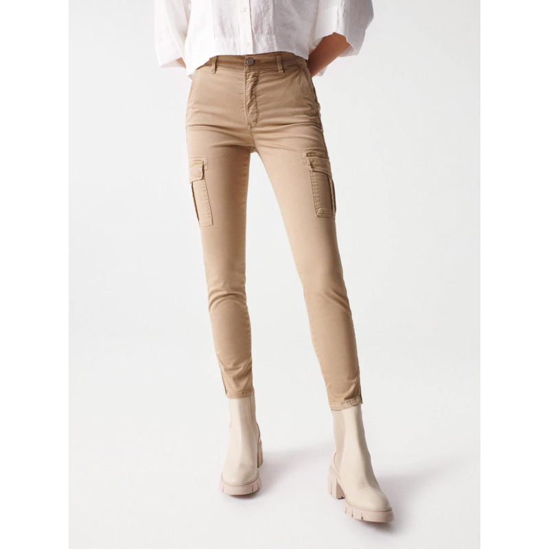 Pantalon cargo glamour crop beige femme - Salsa