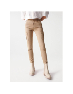 Pantalon cargo glamour crop beige femme - Salsa