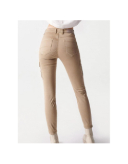 Pantalon cargo glamour crop beige femme - Salsa