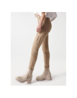 Pantalon cargo glamour crop beige femme - Salsa