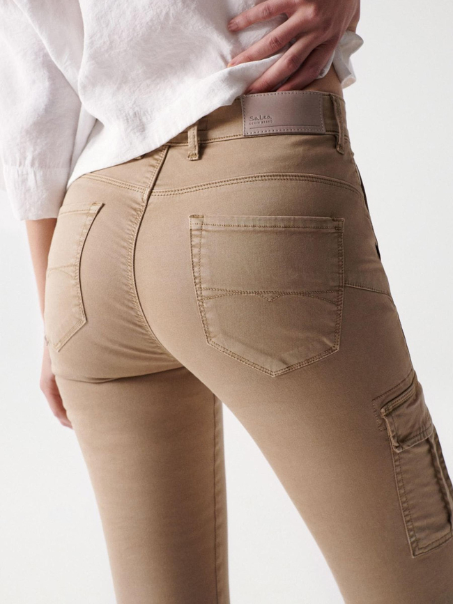 Pantalon cargo glamour crop beige femme - Salsa