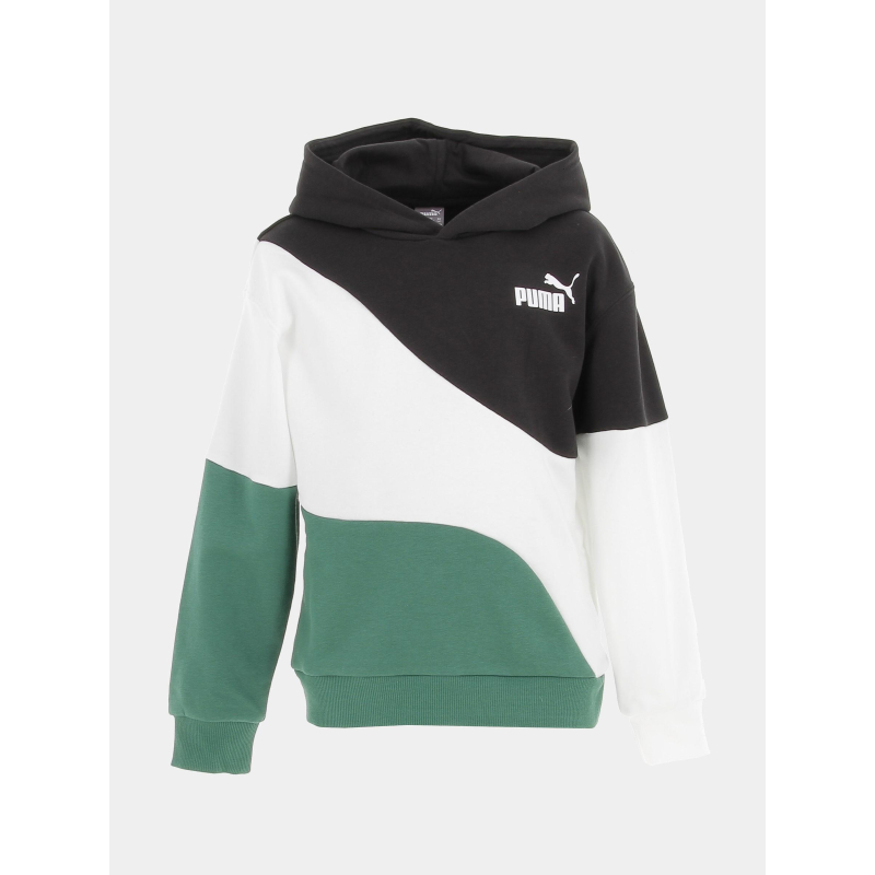 Sweat à capuche colorblock cat noir vert enfant - Puma