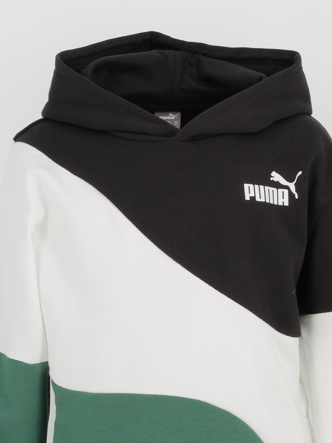 Sweat à capuche colorblock cat noir vert enfant - Puma