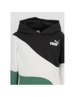 Sweat à capuche colorblock cat noir vert enfant - Puma